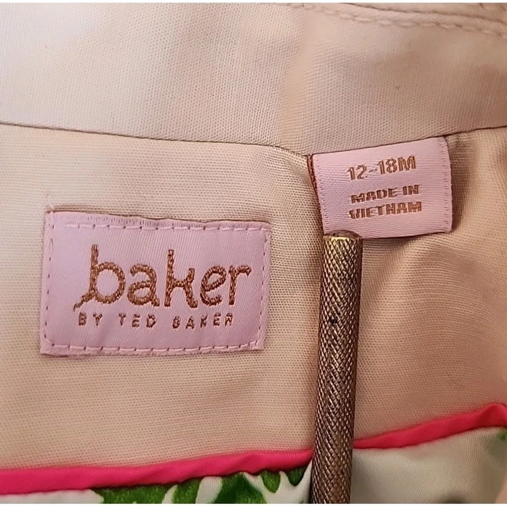 Baker by Ted Baker Toddler Girls Trench Coat Sz 12-18 M Pink Pastel Ruffle Event
